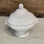 Old Large White Earthenware Soup Tureen