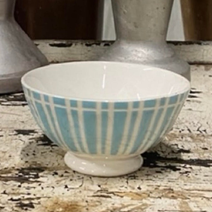 Blue and White Striped Bowl