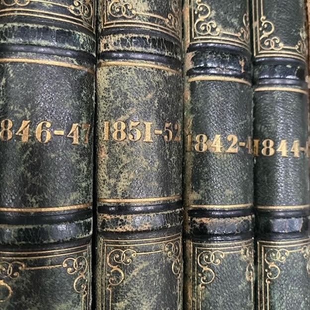 12 Large Old Books from Mid 1800s