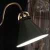 British Green Adjustable Table Lamp with Silk Cord and Brass Swans Neck