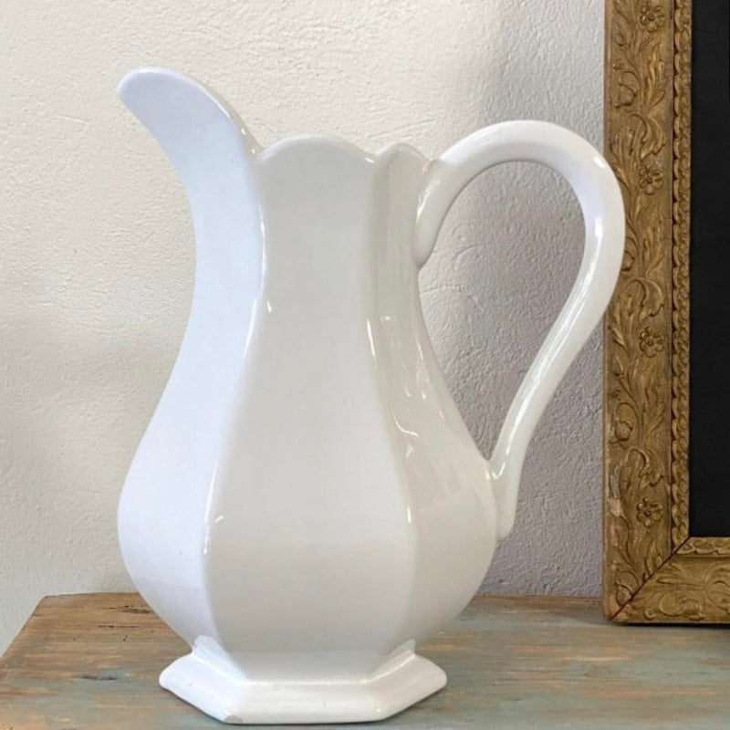 White Faience Wash Ware Pitcher