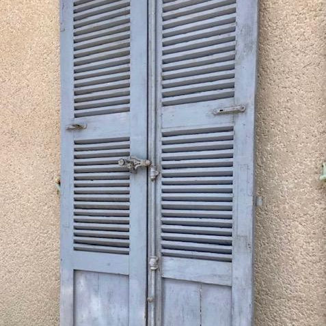 Pair of Painted Oak Shutters from Provence