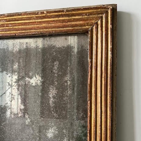 Louis XVI 18th Century Period Blackened Mirror - Patina of gilt