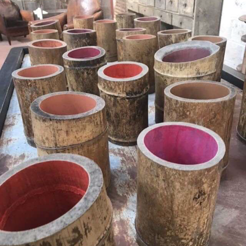 Bamboo Pots With Colored Interior