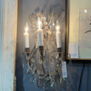 Pair of Large 3-light Bronze & Crystal Sconces
