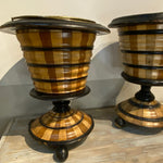 Maple & Ebony Biedemeir Peat Buckets for Coal, Brass Lined