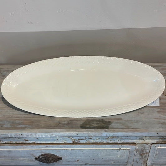 Off White Fish Platter with Detail Around Edge