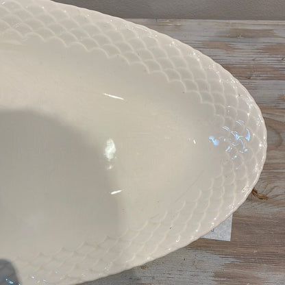 Off White Fish Platter with Detail Around Edge