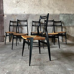 Black Lacquer Dining Chairs with Rush Seats