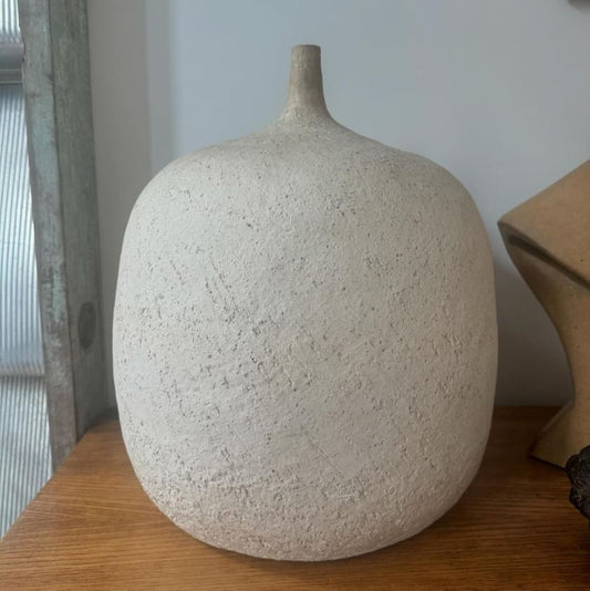 Mid-Century French White Terracotta Vessel