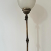 Brass Table Lamp with Etched Glass Shade