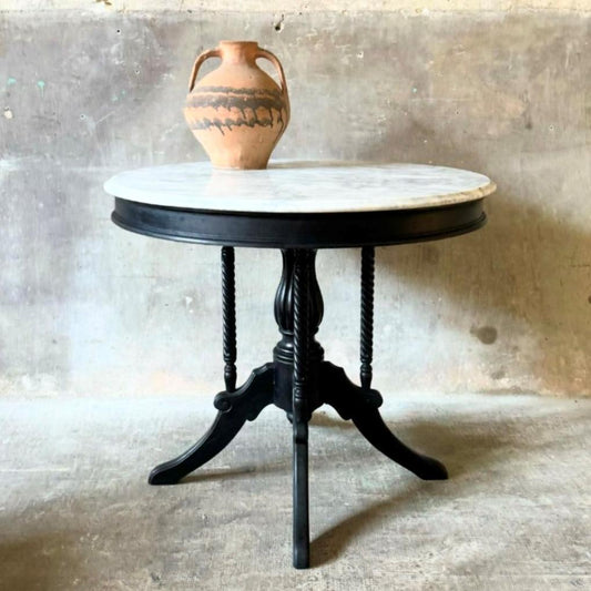 Napoleon III Ebonized Oak Gueridon with Marble Top