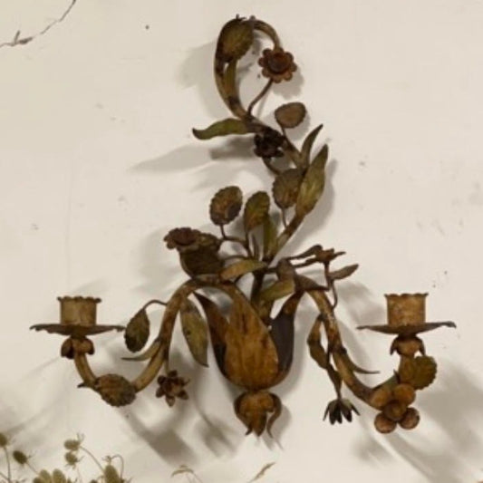 Wrought Iron Leaf Candle Sconce