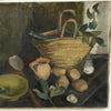 Oil on Canvas - Still Life - Basket with Bottle of Wine