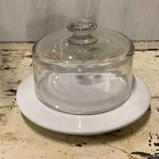 Glass Cloche on Porcelain Plate