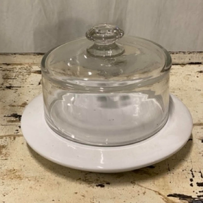 Glass Cloche on Porcelain Plate