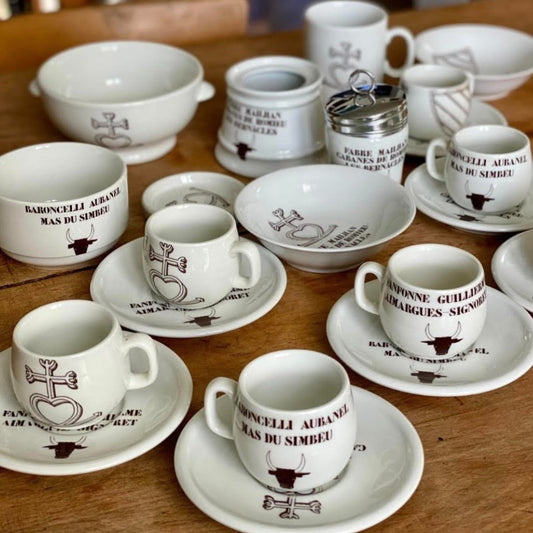 Parisian Porcelain Coffee Service, with Names of Camargue Herds