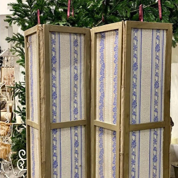 4 Panel Wooden Screen Covered with Dominate Paper