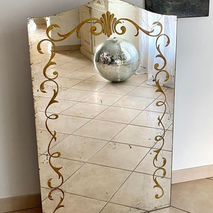 Arched Mirror - Frameless with Design Painted on it