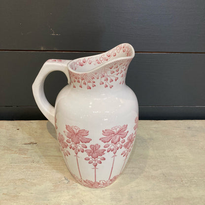 Digoin Wash Pitcher with Pinkish-Red Flowers