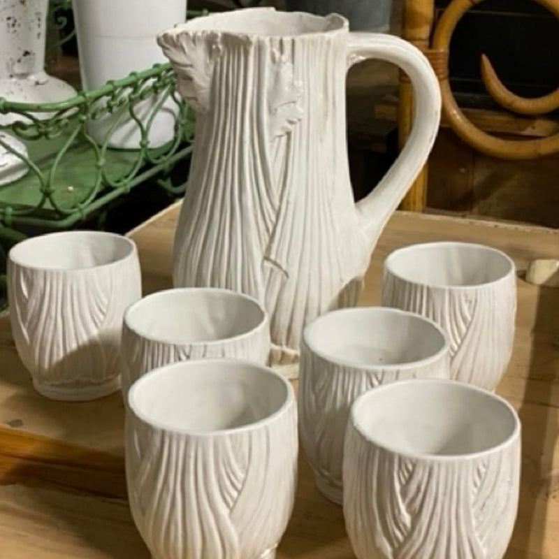 Old Earthenware Pitcher with Cups
