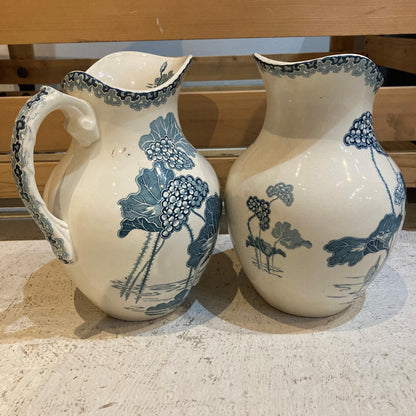 Wash Pitchers with Blue Floral Design