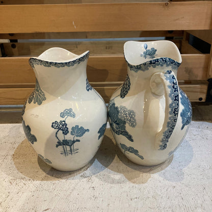 Wash Pitchers with Blue Floral Design