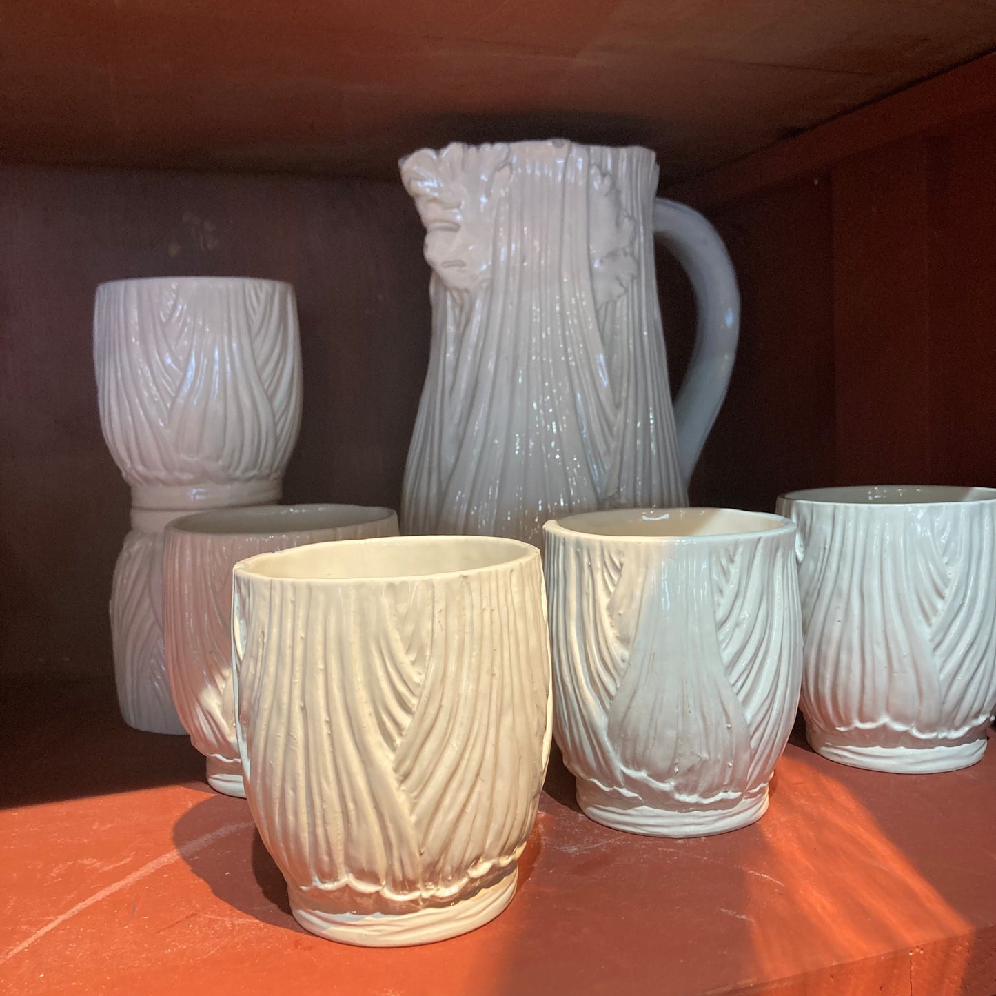 Earthenware Pitcher with Cups