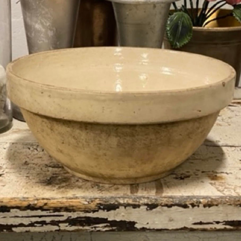Large Old Stoneware Bowl with Contrasting Band