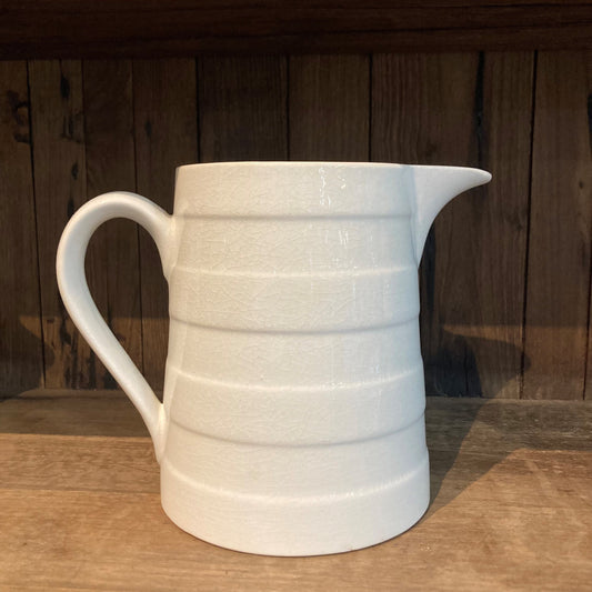 Banded White Earthenware Pitcher