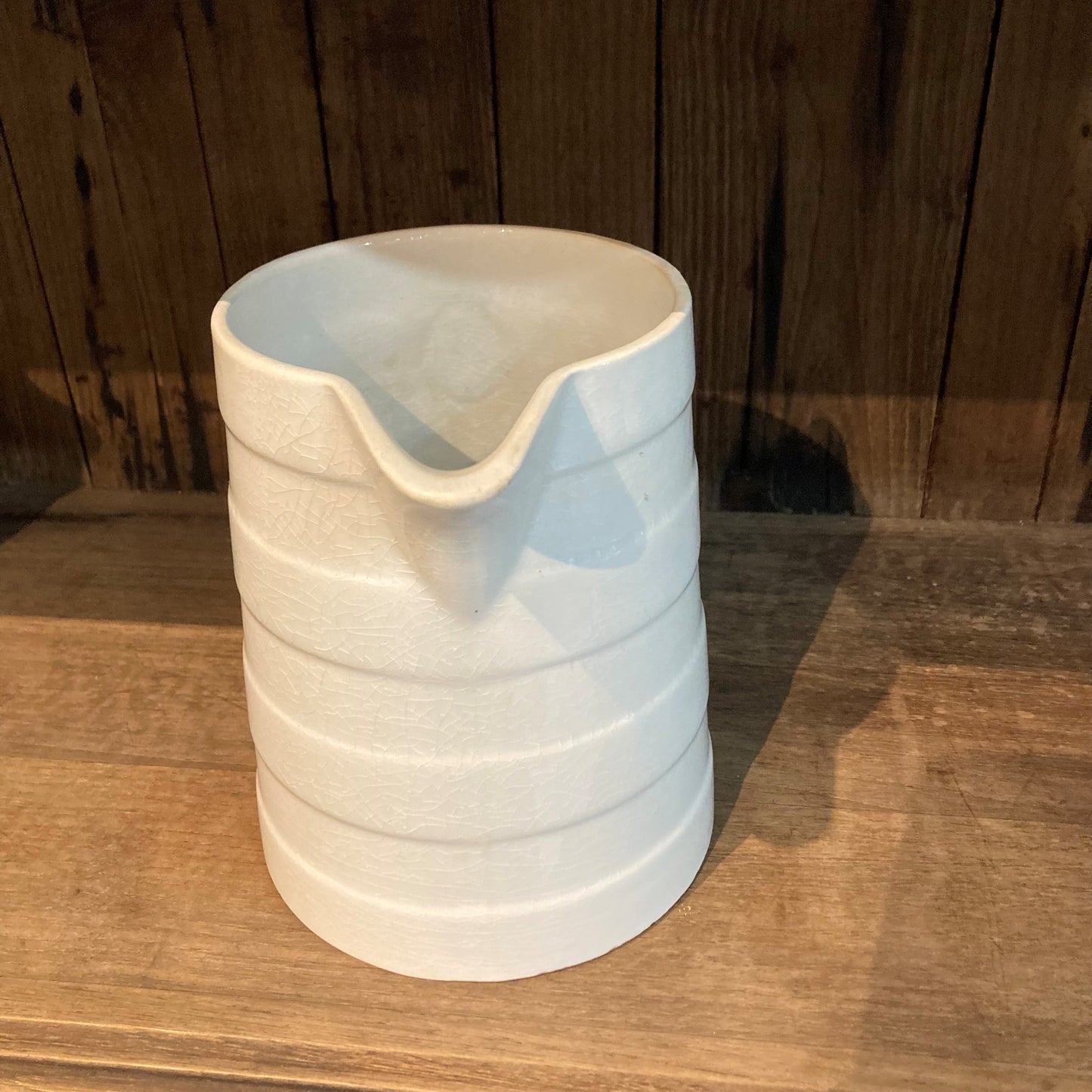 Banded White Earthenware Pitcher