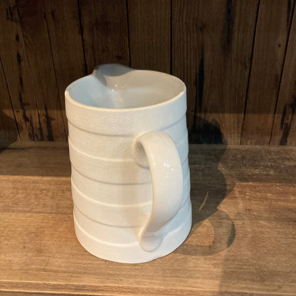 Banded White Earthenware Pitcher