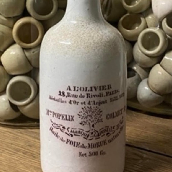 Old Stoneware Bottle of Cod Liver Oil