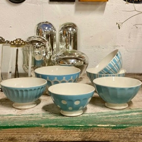 Earthenware Bowls with Blue Patterns