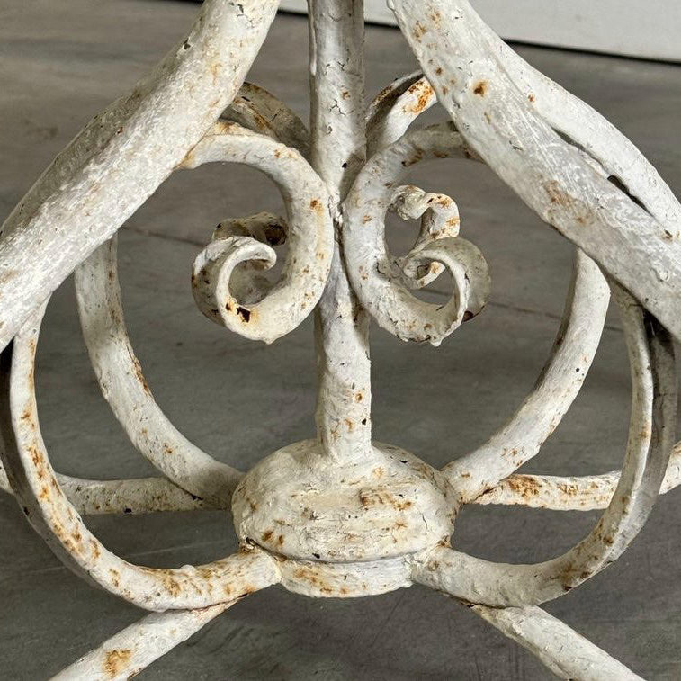 Marble Top Aras Garden Table with Original White Paint