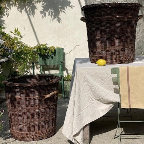 Pair of Round Wicker Holders for Large Plant or Tree