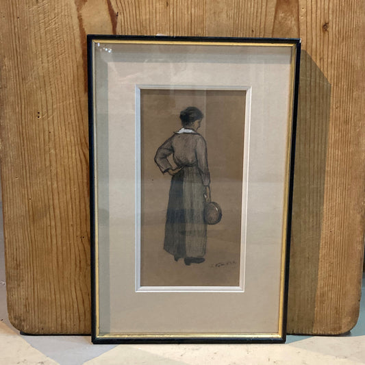 Framed Pencil Drawing, Portrait of a Lady