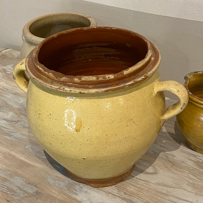 Antique French Yellow Confit Pot