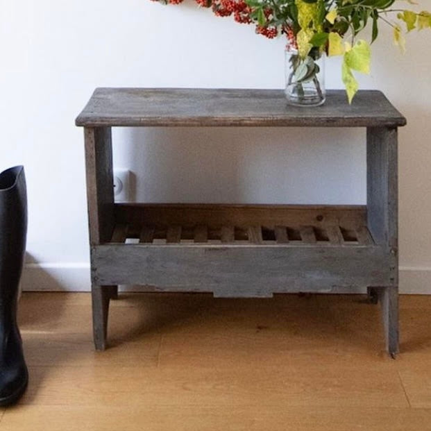 Grey Painted Bench/ Side Table