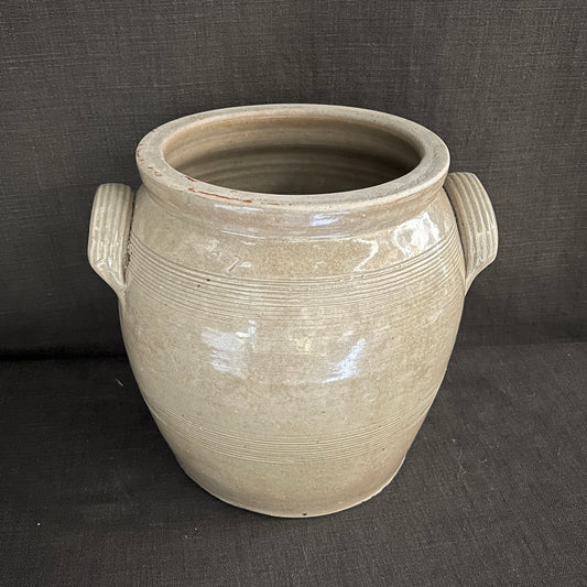 Grey Vintage French Stoneware Confit Pot