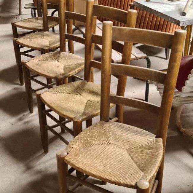 Charlott Perriand Style Chairs with Rush Seats