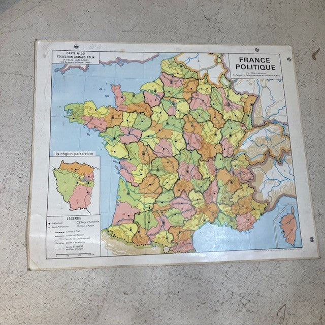 Double-Sided French Map - Cotes et Politiques