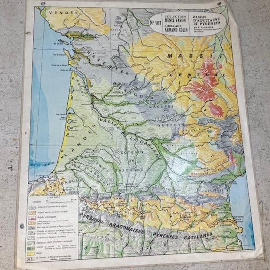 French Map of Bassin D'Aquitaine et Pyranees, par R. Taillefer