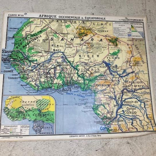 Double-Sided French Map - Afrique Occidentale & Equatoriale