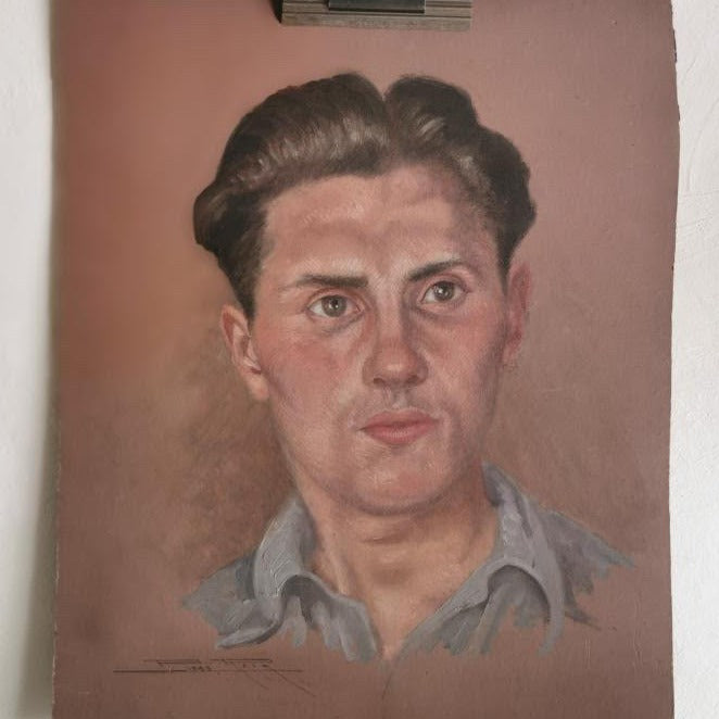 Unframed Portrait of Man, Pastel Pencils on Canson Paper