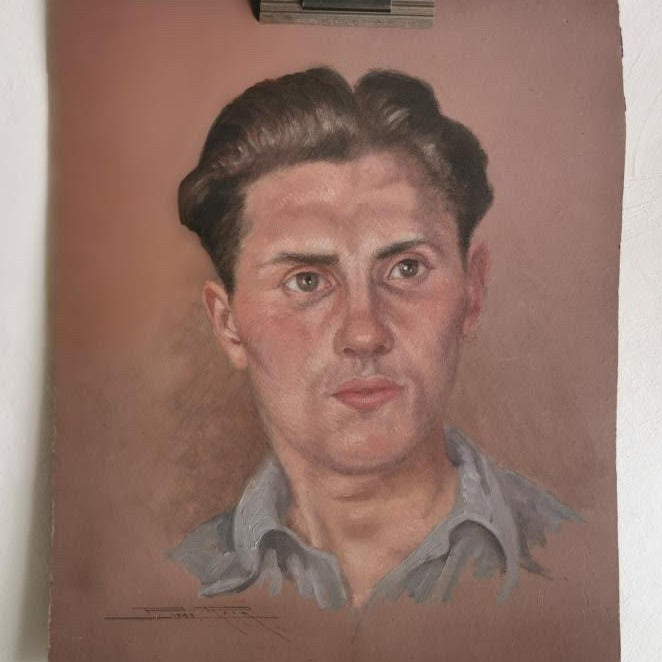 Oil on Cardboard - Portrait, Pastel Pencils on Canson Paper
