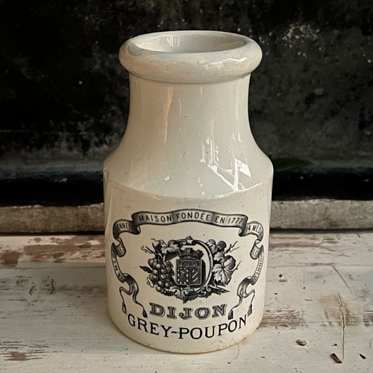 French Antique Ironstone Grey Poupon Mustard Jar