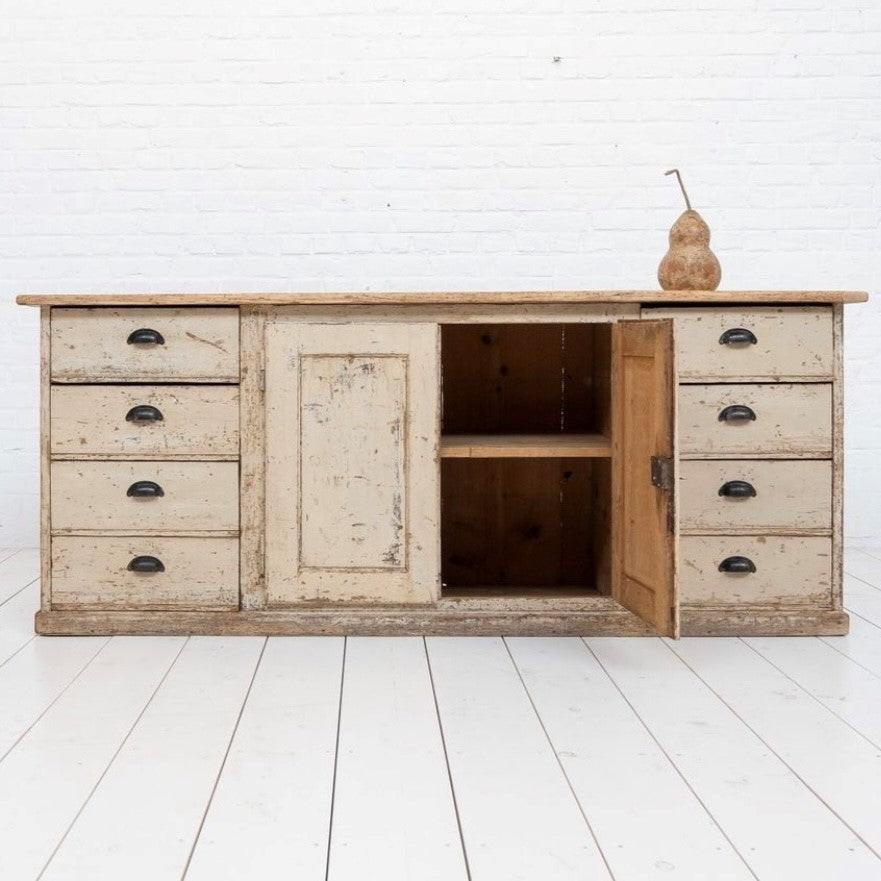 Painted Walnut Enfilade with Graduating Drawers