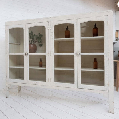 White Cabinet with Glass Doors,  Original Finish