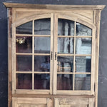 Pine Display Cabinet with Glass in Top and Red Interiors (Used to store white wine)